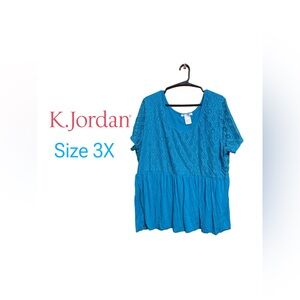 SOLD: Mercari. K. Jordan Turquoise Babydoll Pointelle Blouse | Size 3X ✨💙